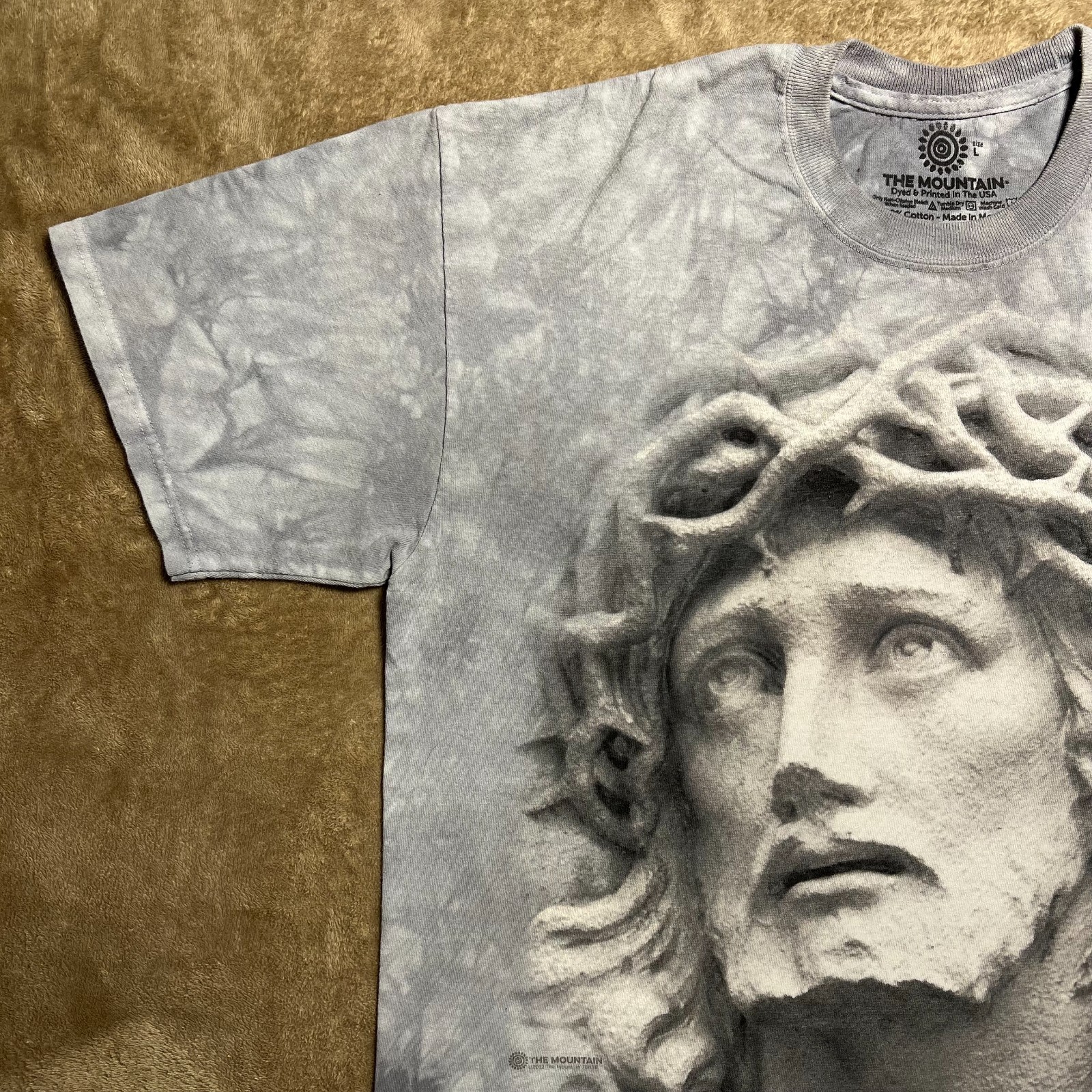 The Mountain Jesus Crown of Thorns T Shirt Mens L Gray Tie Dye Graphic Y2K Tee gallery