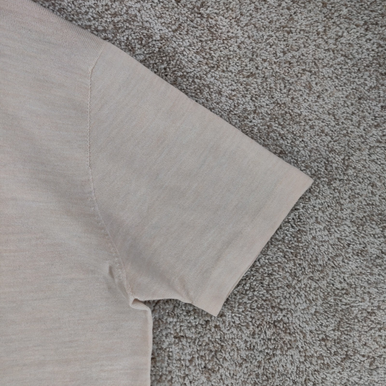 Sheep Inc Ultra-Fine Merino Wool Knit T-Shirt Mens Large Beige Short Sleeve gallery