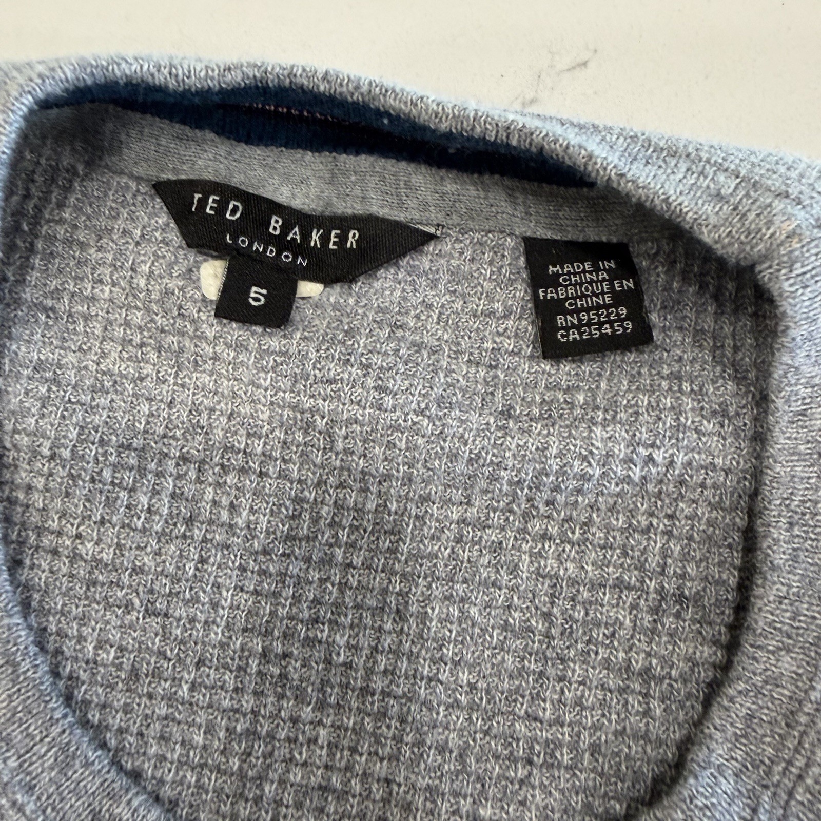 Ted Baker Men's Waffle Knit Crewneck Long Sleeve Shirt in Heather Gray gallery