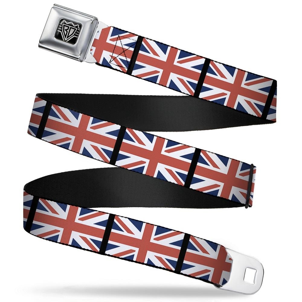 Seatbelt Belt – United Kingdom Flags – 1.5″ Wide – 24-38 Inches in Length