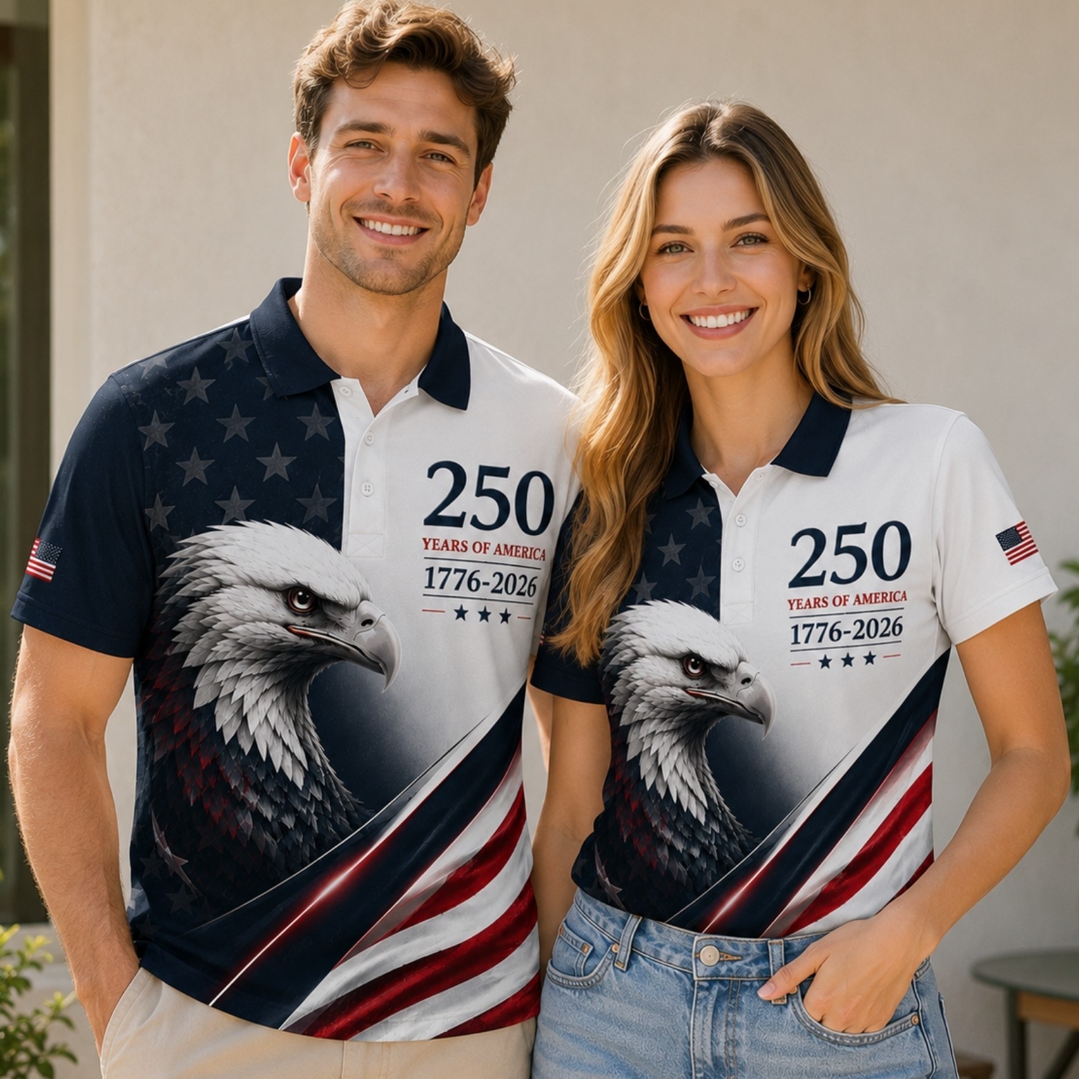 USA 250 Years of America Golf Polo Mens Eagle 1776-2026 American Flag (S-5XL) gallery