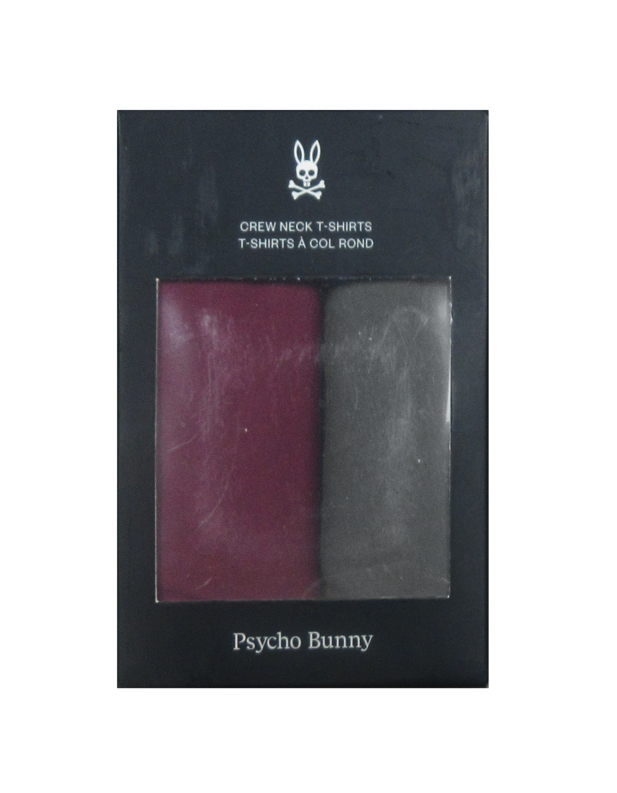 Psycho Bunny Men’s Gray/Burgundy Cotton Stretch Crew-Neck T-Shirts 2 Pack