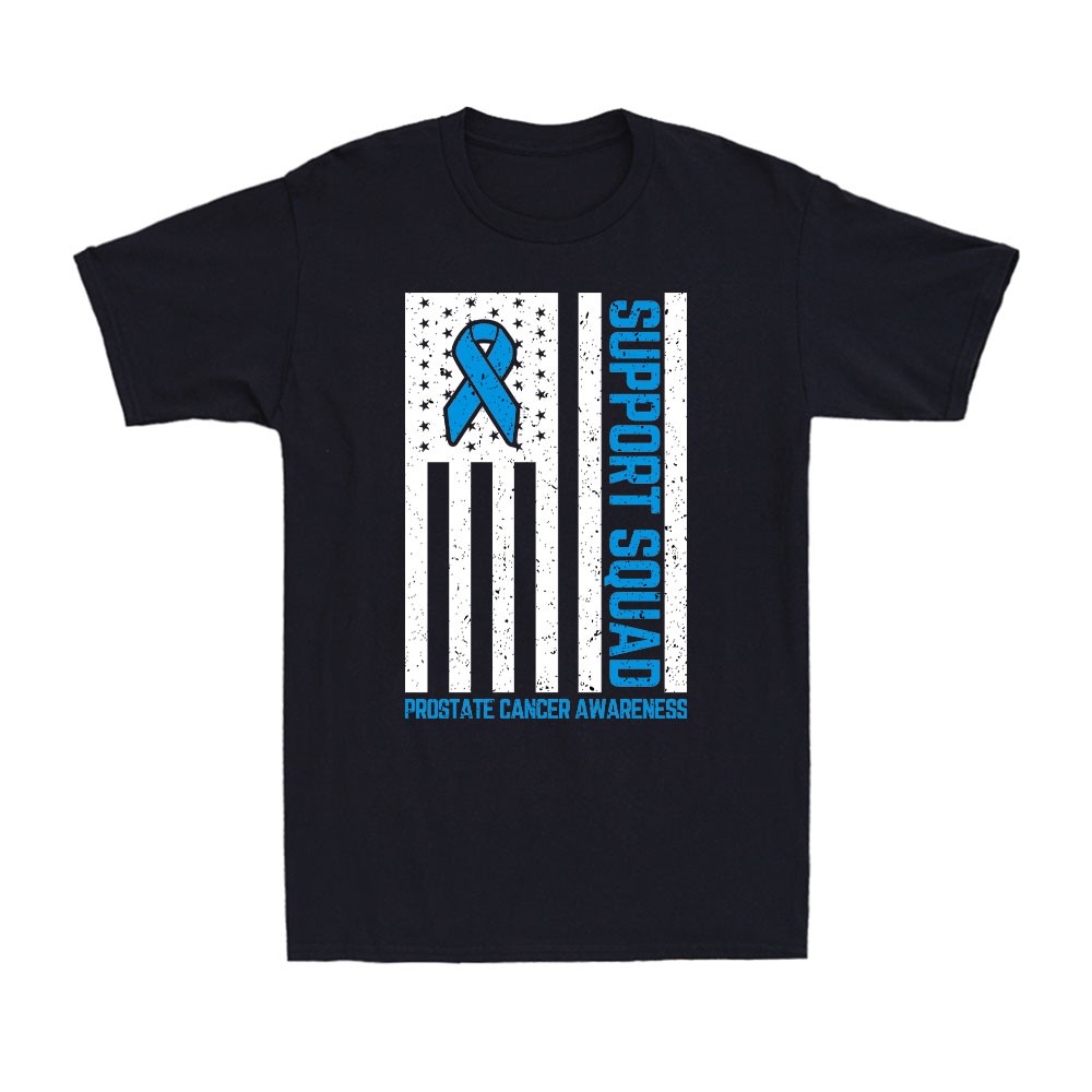 Support Squad Funny Prostate Cancer Awareness US Flag Vintage Men’s T-Shirt