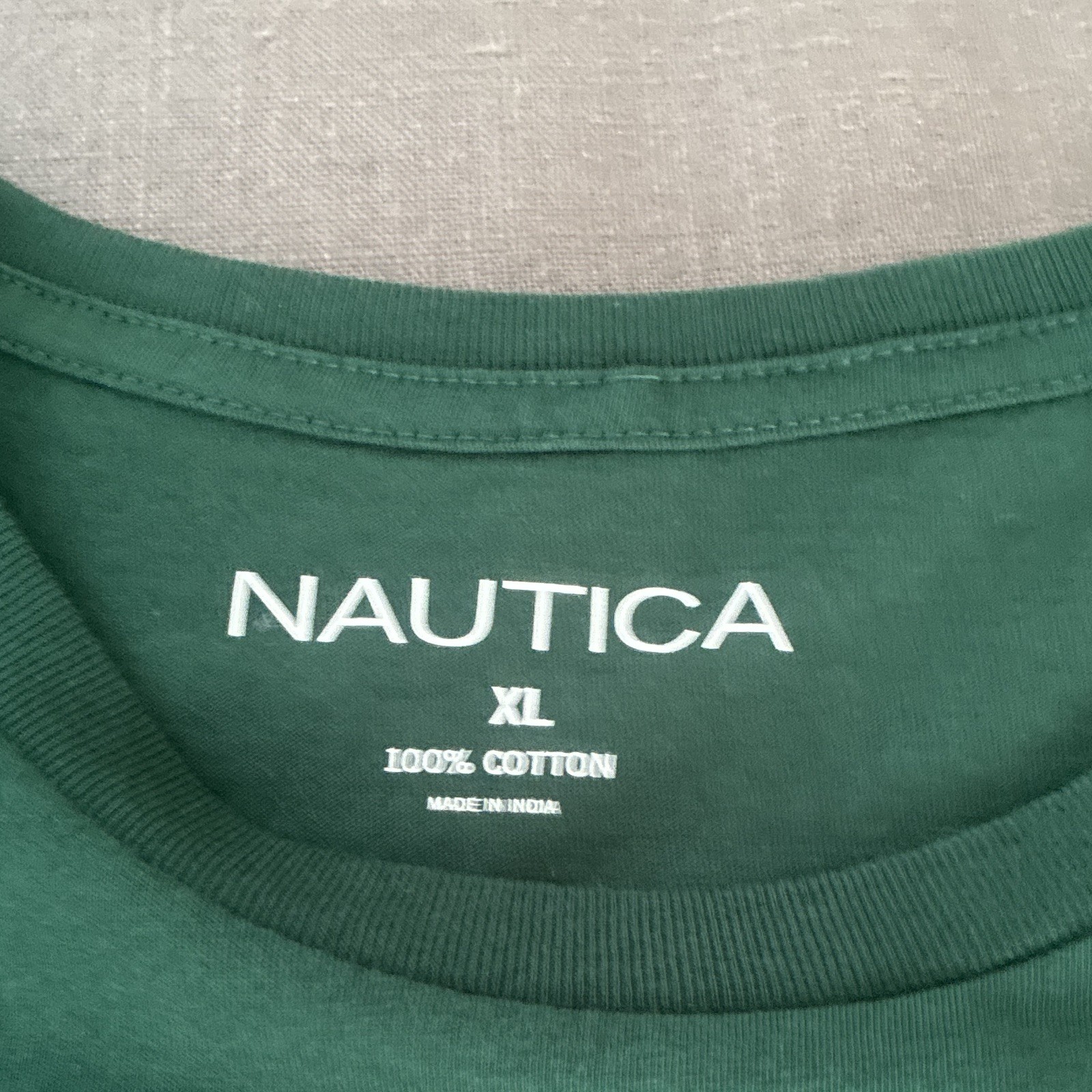 Nautica Men’s Green Crew Neck Short Sleeve Cotton Knit Solid Logo T-Shirt XL gallery