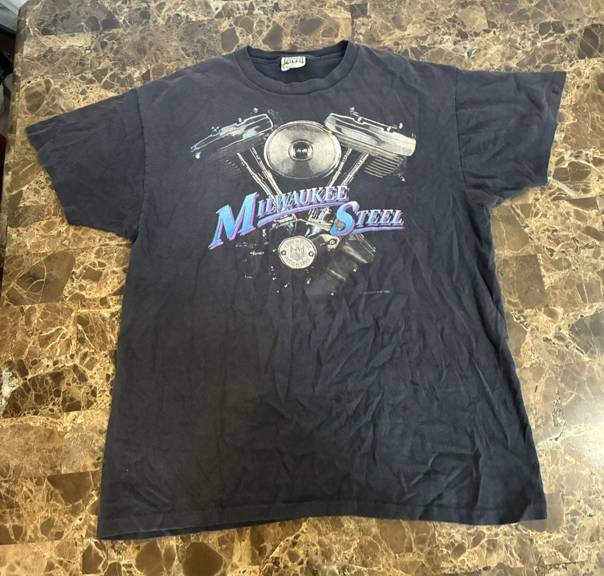 Vintage Milwaukee Steel Biker Single Stitch Double Sided L T Shirt