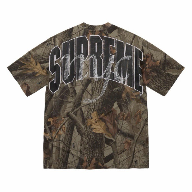 Supreme Rhinestone Script S/S Top Realtree Hardwoods Camo T-Shirt L ✅IN HAND✅