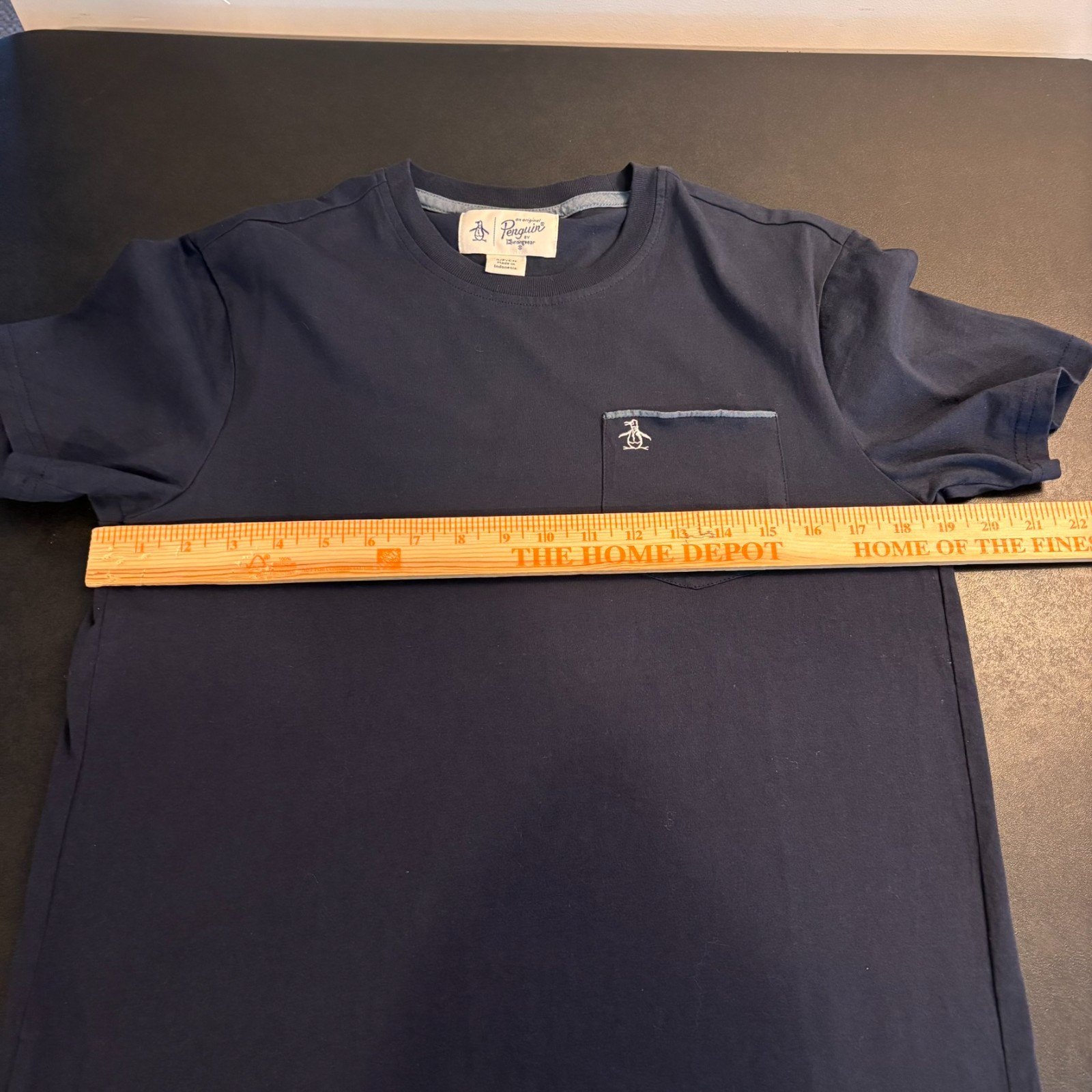 Original Penguin Mens Jersey Earl Tape Tipped Tee Navy Blue Small Classic Preppy gallery