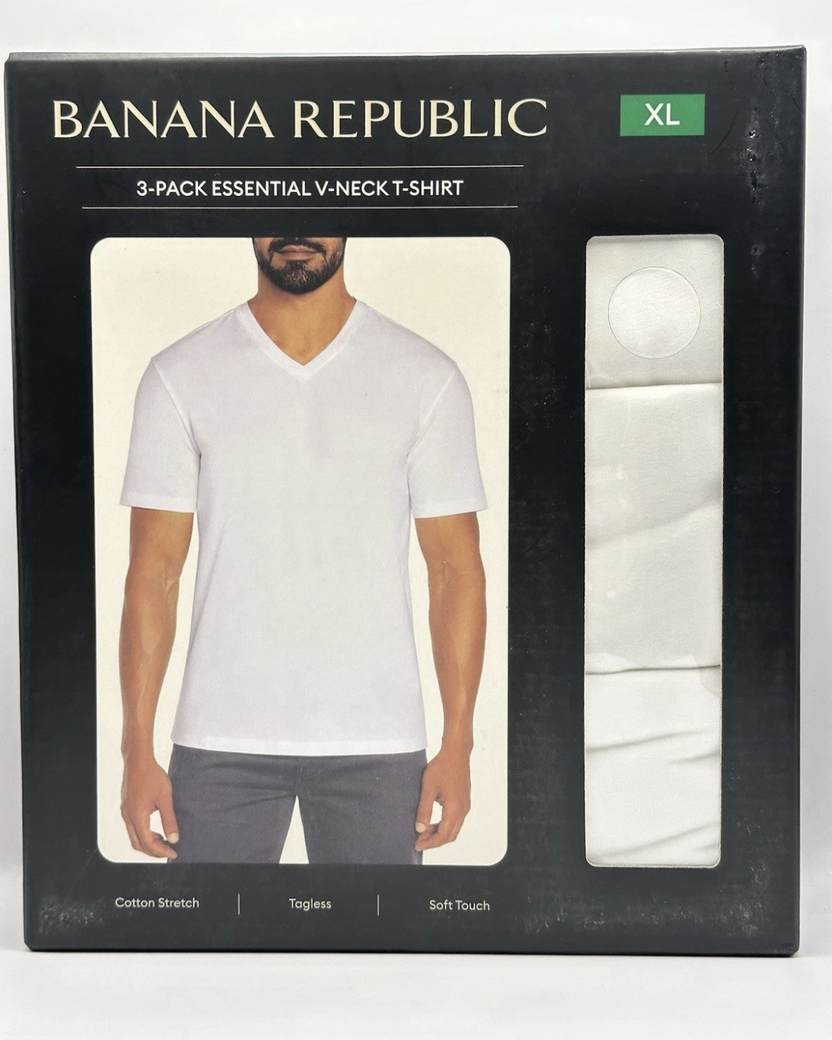 Banana Republic Men's V-Neck TeeWhite T-Shirt 3 Pack Size XL gallery
