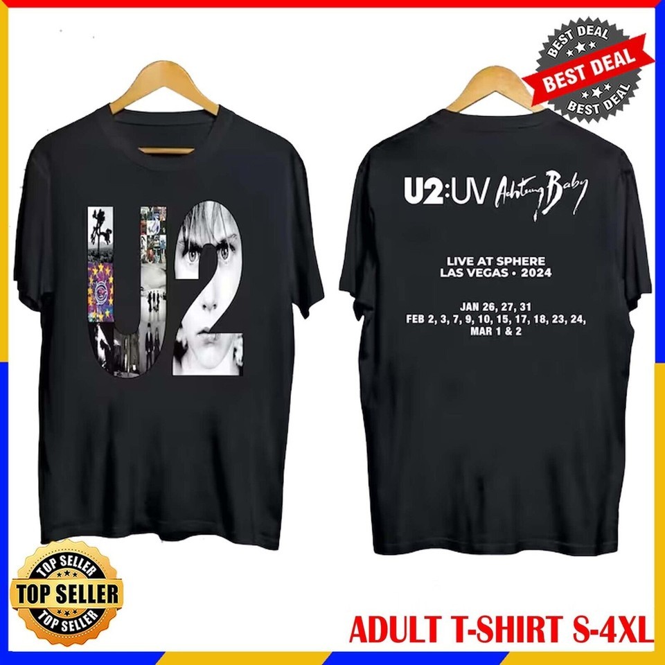 HOT U2 Band 2024 Concert T-Shirt Achtung Baby Tour 2024 U2 Band Tee Shirt Gift
