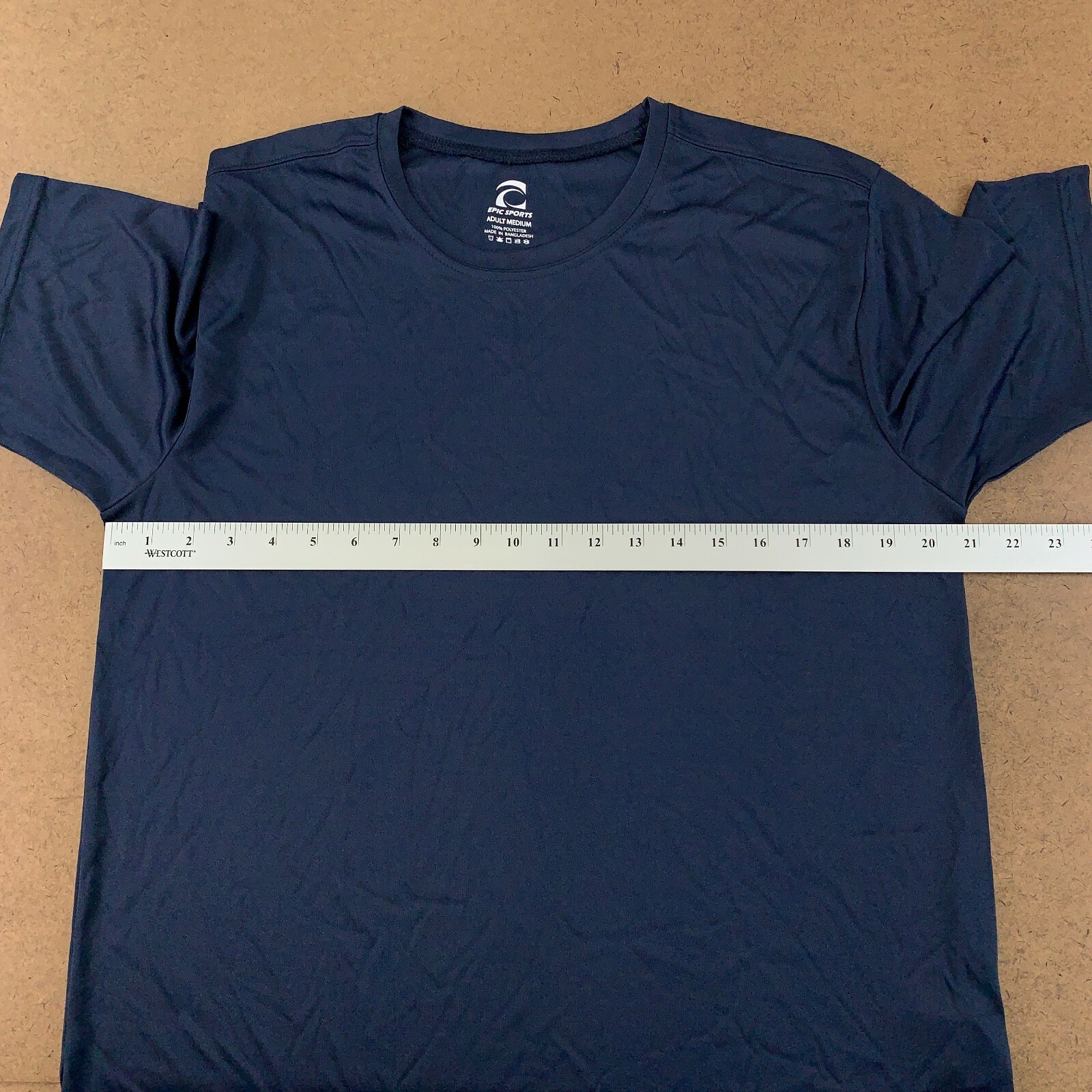 Epic Sports Adult Size Medium Navy Blue Short Sleeve Crew Neck Performance Tee gallery