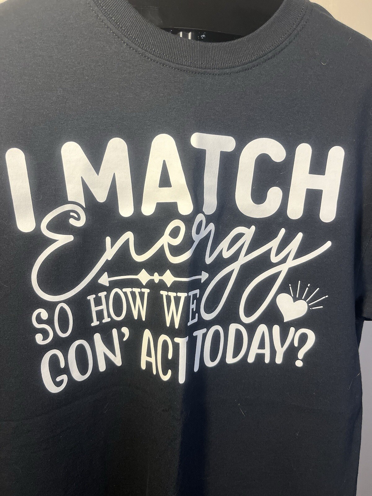 Gilden ,I MATCH Energy SO HOW WE,Heavy Cotton T-Shirt Size M Black Graphic,,New gallery