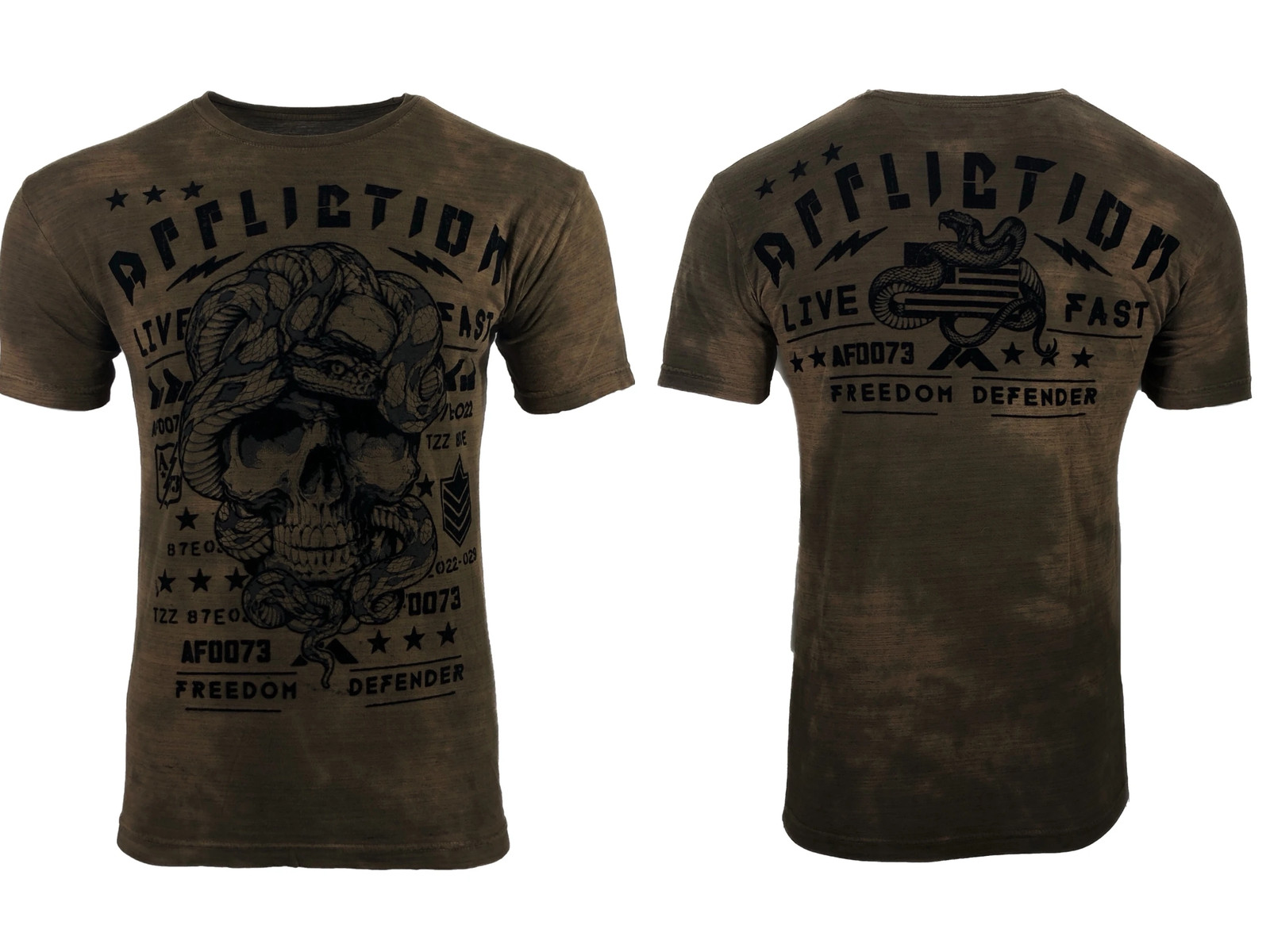 AFFLICTION Men's T-shirt FREEWILL Short Sleeve Skull Tattoo Biker MMA gallery