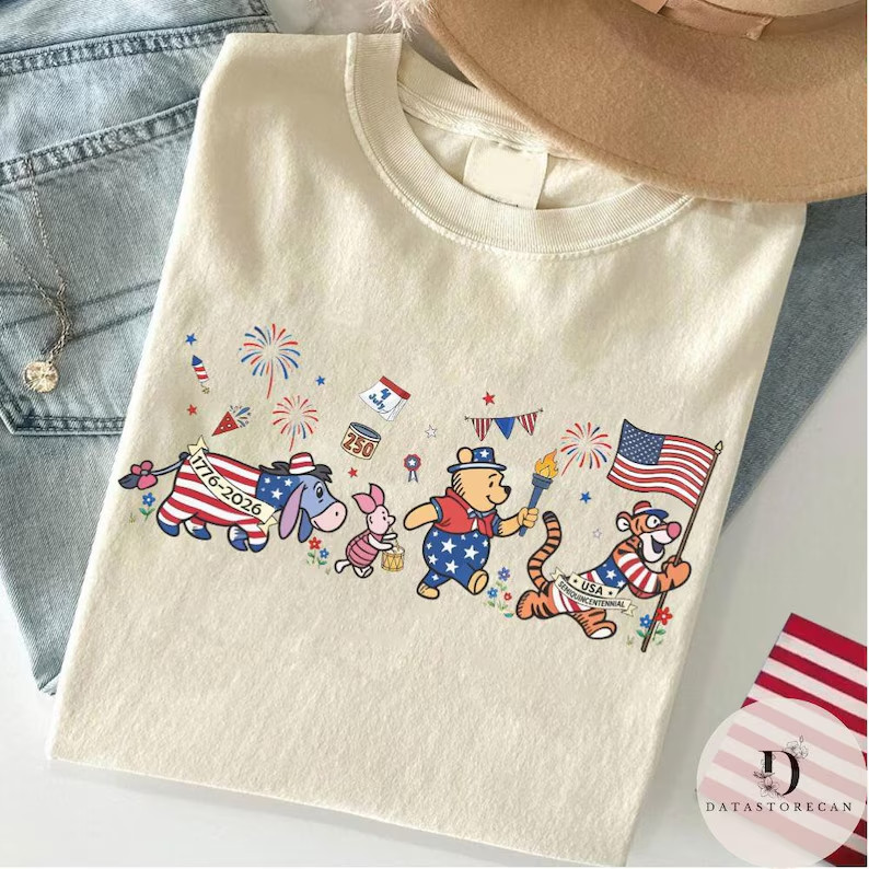 Vintage Winnie the Pooh 4th of July shirt, USA 1776 2026 250th T-Shirt S-3XL gallery