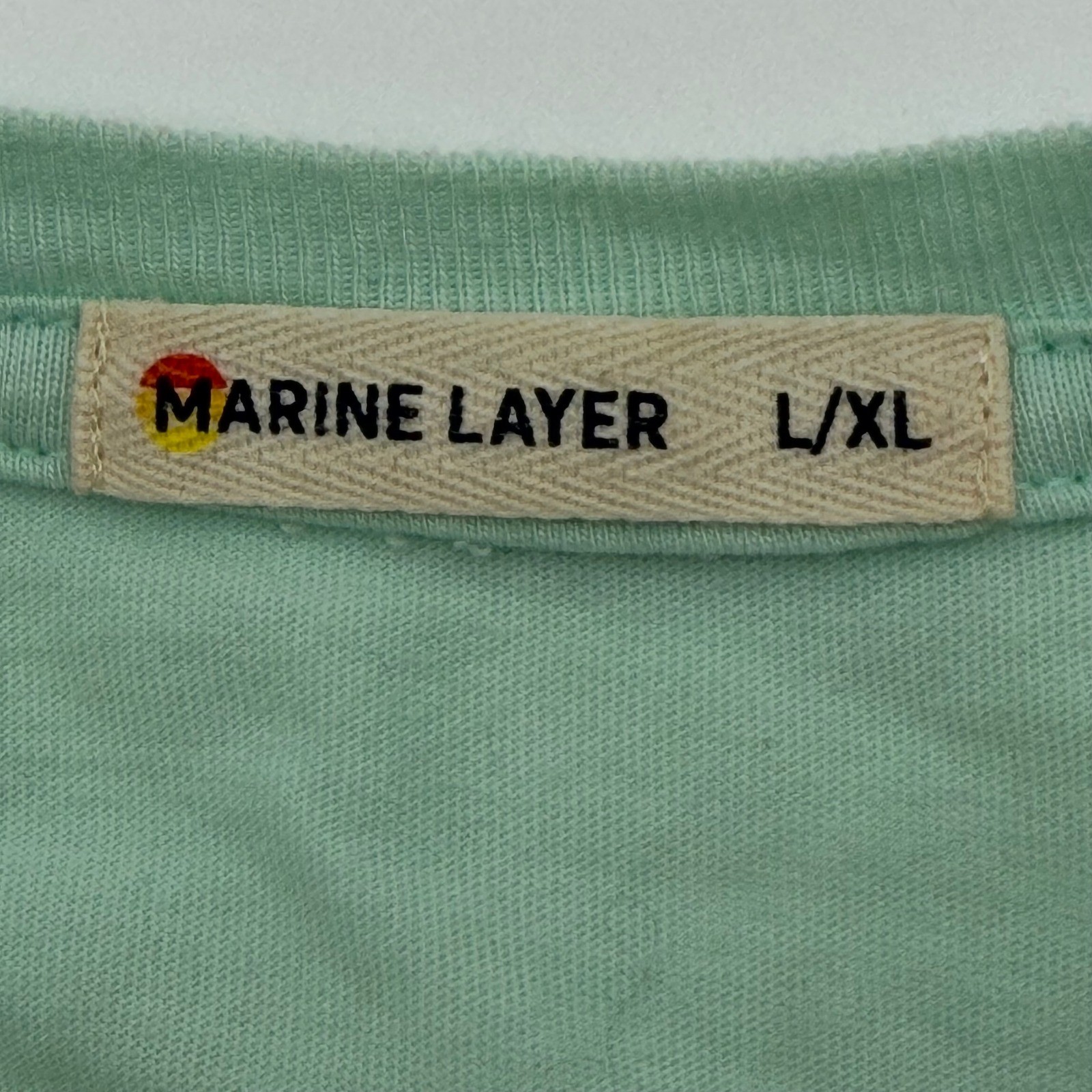 Marine Layer Mens Colorblock Jacob Long Sleeve Tee Mint Coral White L/XL 13398 gallery