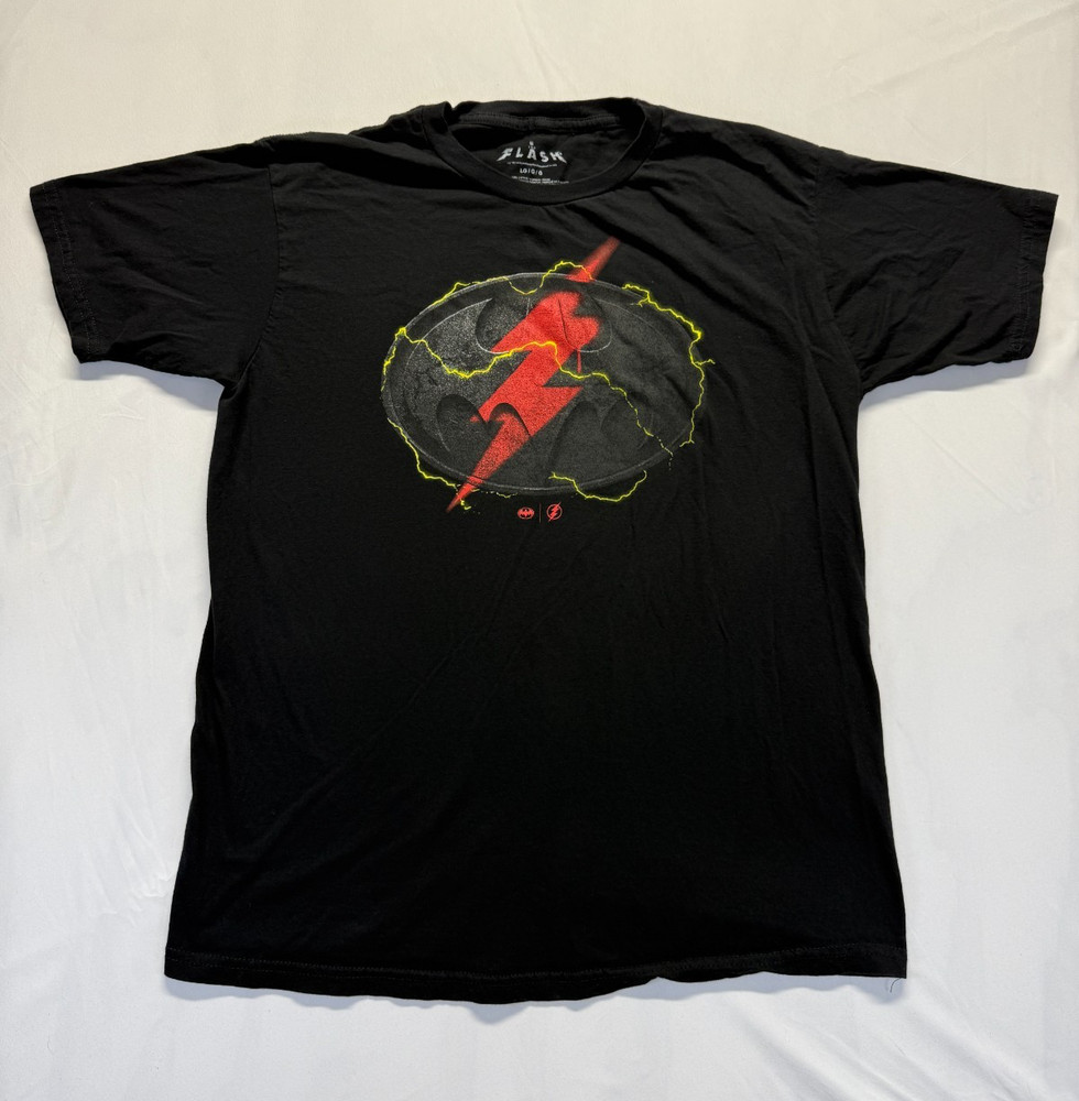 DC Comics The Flash T Shirt Mens Large Black Graphic Print Batman Logo Cotton