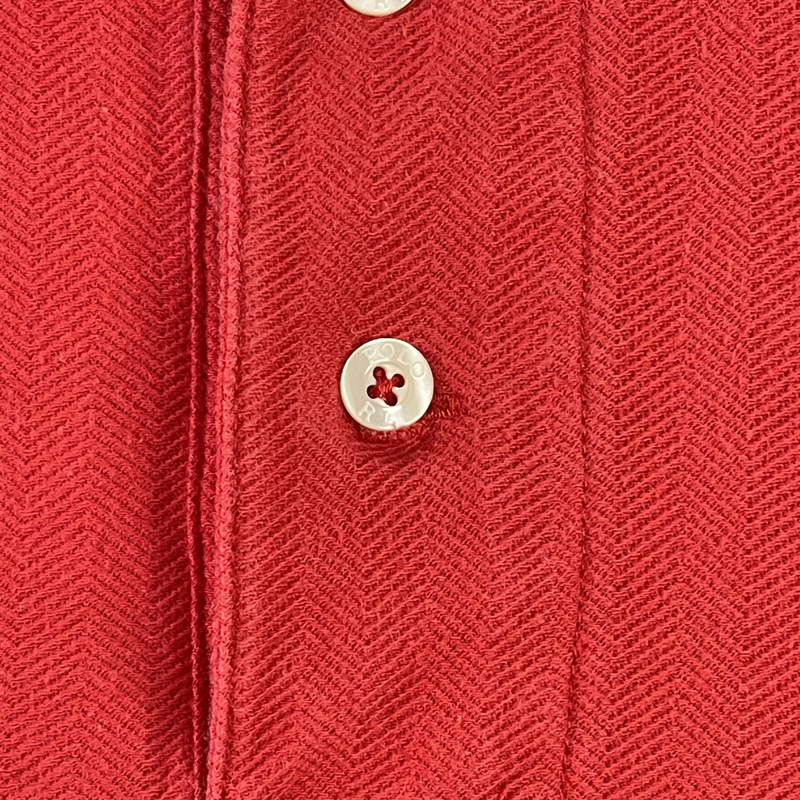vtg Polo Ralph Lauren Herringbone Golf Polo Men's Sz Large L 100% Cotton Red gallery