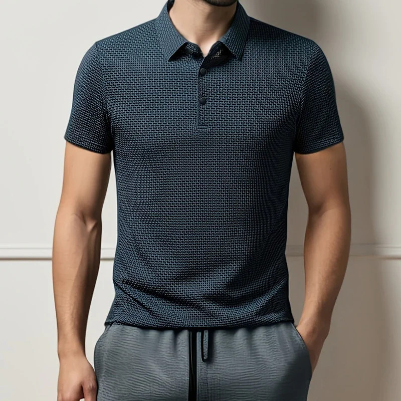 New Summer Mesh Ice Silk Short-sleeved T-shirt Men's Ice Silk Short Sleeve Shirt gallery