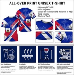 Personalized Haiti Pride Flag Shirt, Haitian Pride T shirt 3D for Men & Women