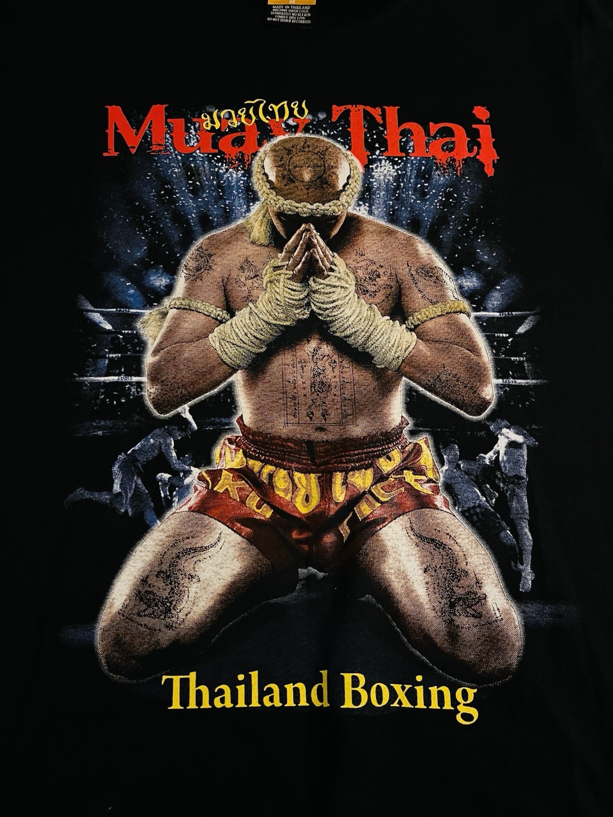 NEW Muay Thai Thailand Boxing Sparkle T-Shirt MEDIUM Saffar MMA Tattoo NWOT gallery