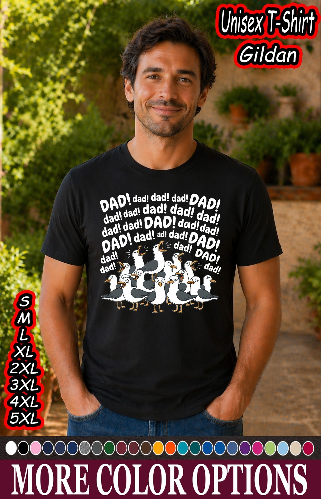Funny Seagull Dad Shirt Fathers Day Gift Humor Graphic Tee