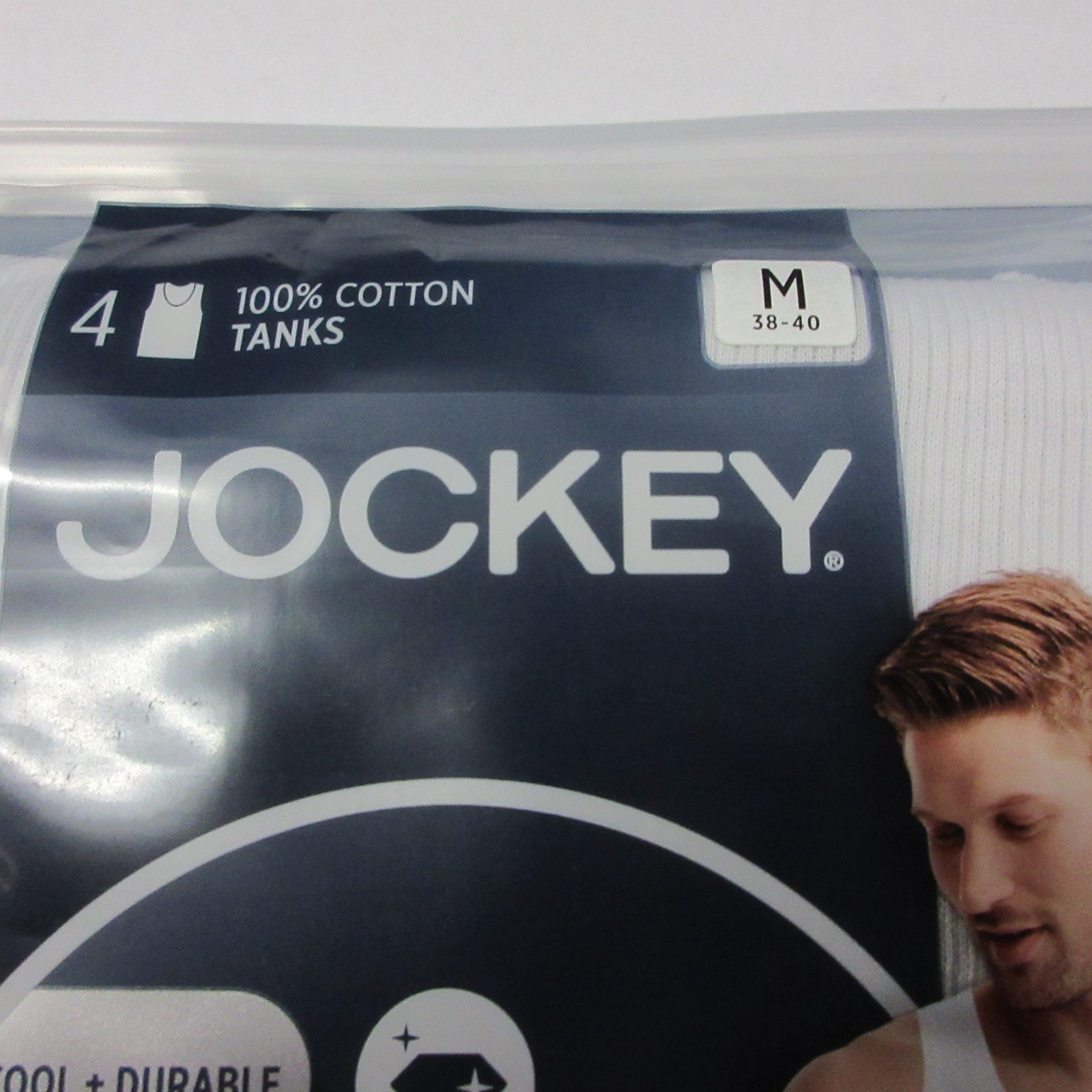 New Jockey 4 Pack Men's Stay Cool Cotton Tanks Size Medium M Black Gray White gallery