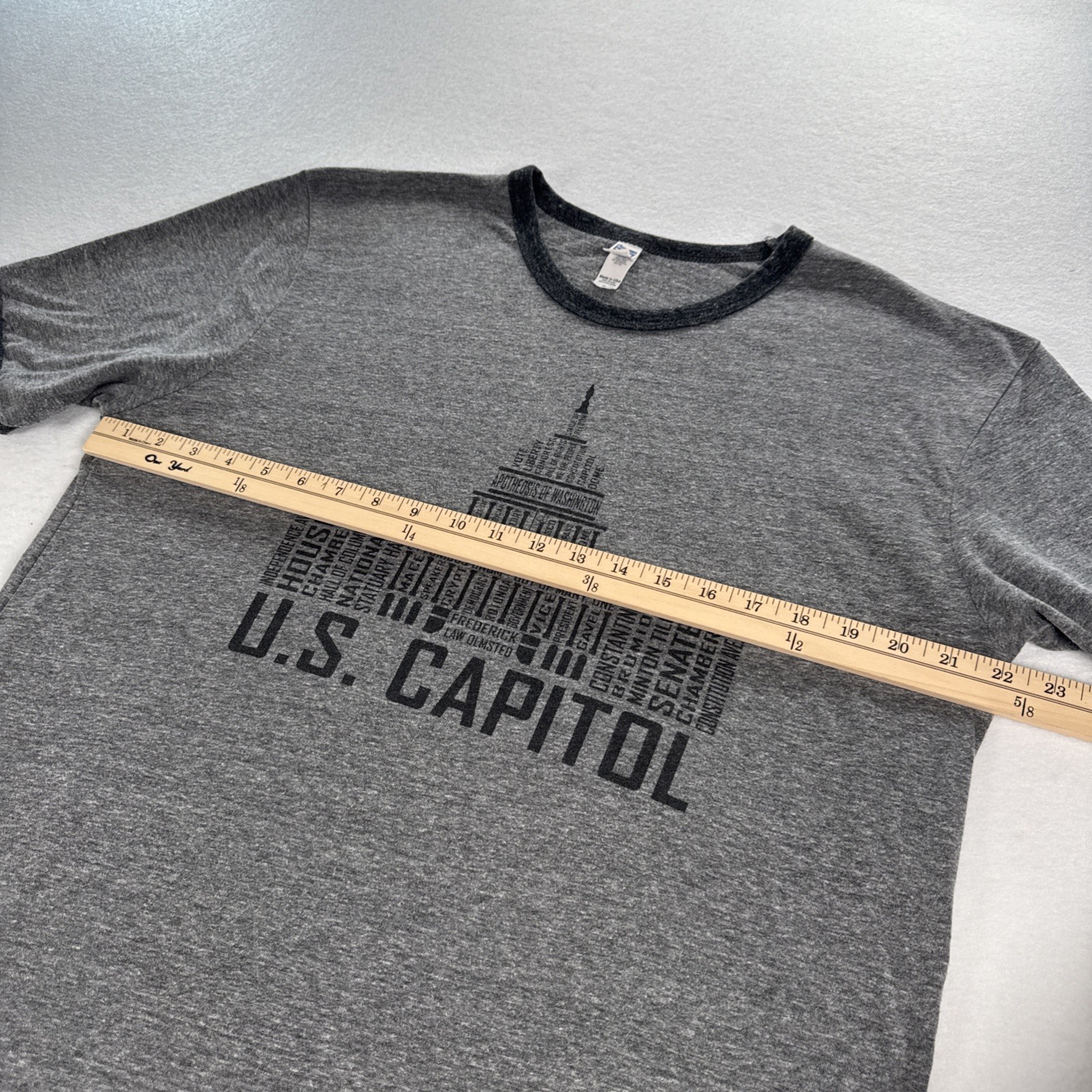 Vintage Washington DC United States Capitol Ringer Shirt Gray Rare Made In USA gallery