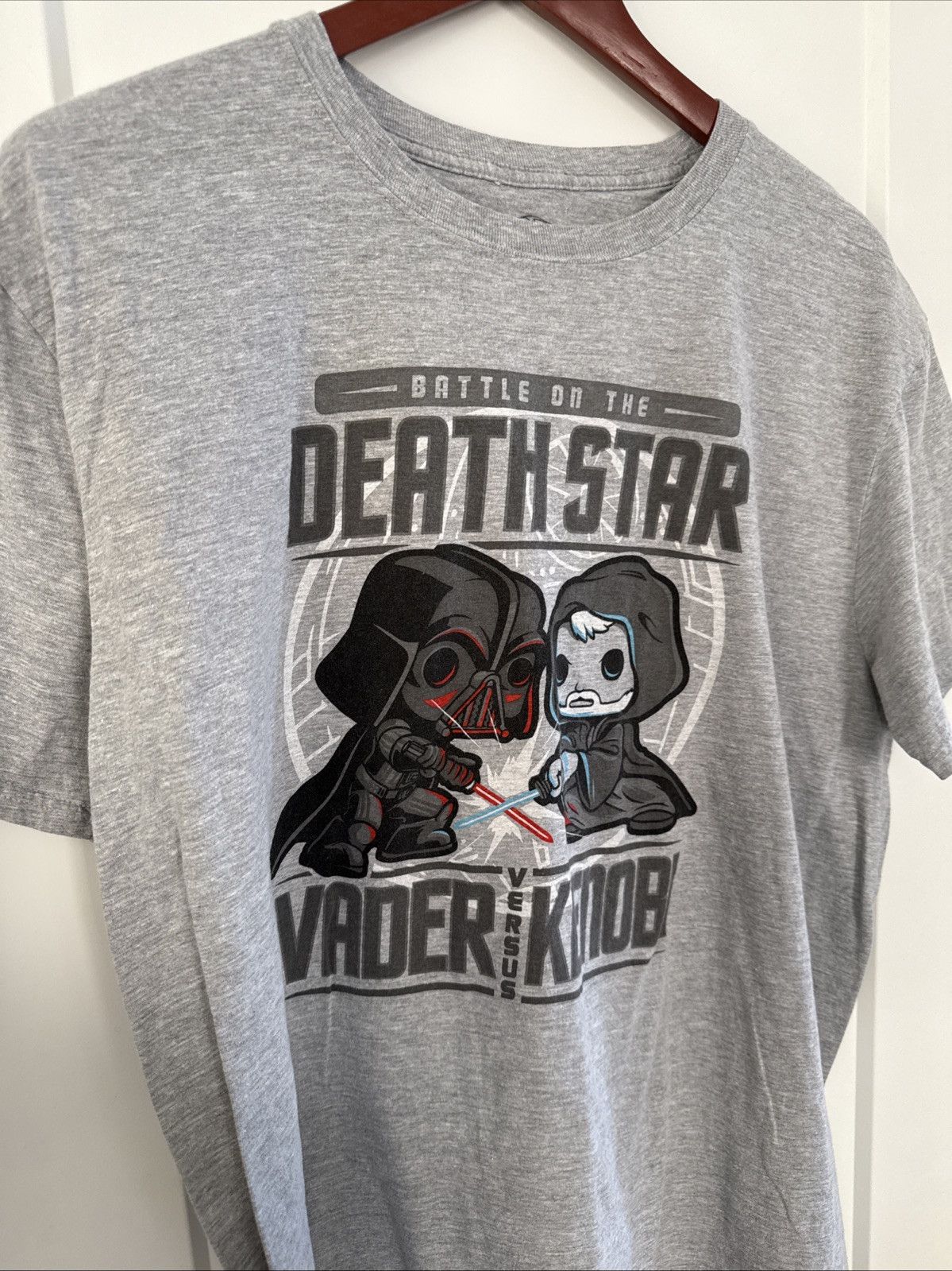 Star Wars Battle on the Death Star Vader vs Kenobi Gray T Shirt Size Large gallery