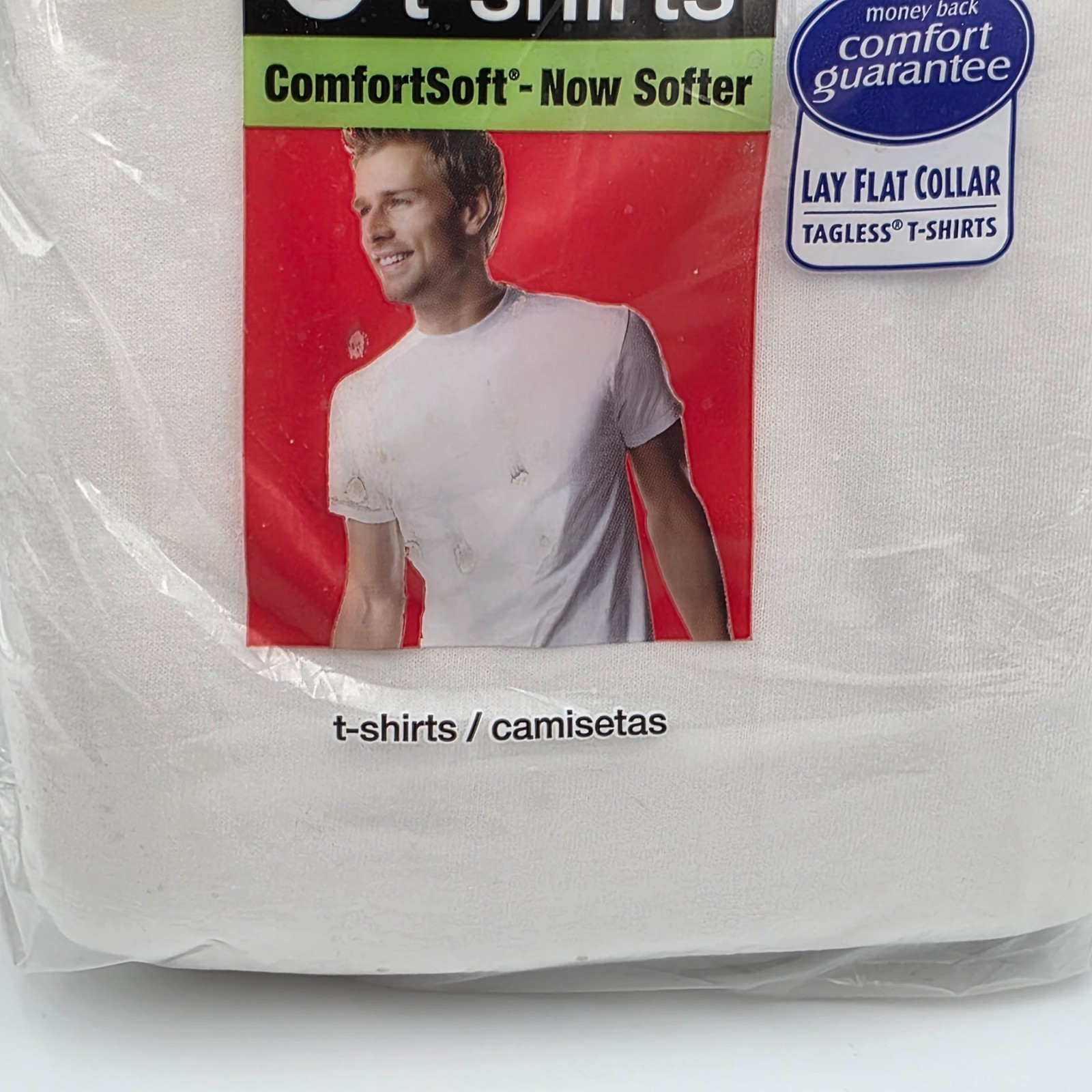 Hanes ComfortSoft Crew Neck T Shirts Mens Large 6 Pack White 100% Cotton NIP gallery