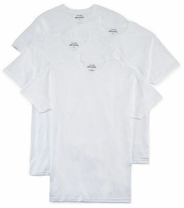 Stafford 4-Pack Men's Dry+Cool Blended Cotton Crew-Neck T-Shirts White gallery