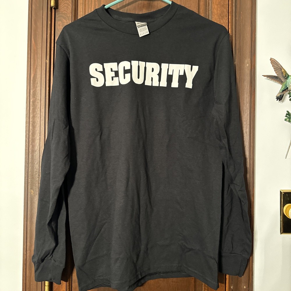 SECURITY LS SHIRT Event Bouncer Staff Guard Police Shirt Tee Black Men’s Small 2