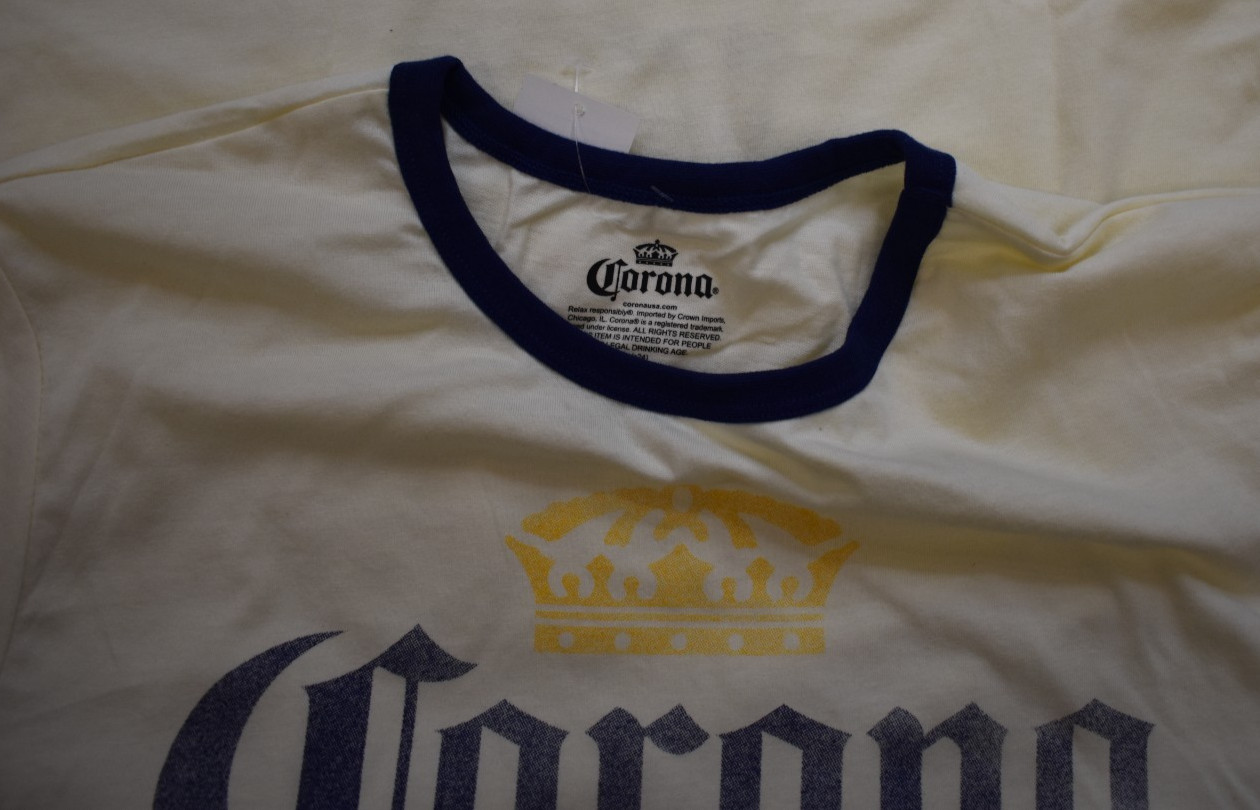 Corona Extra Vintage Graphic Ivory Mens Ringer Shirt NWT XL gallery