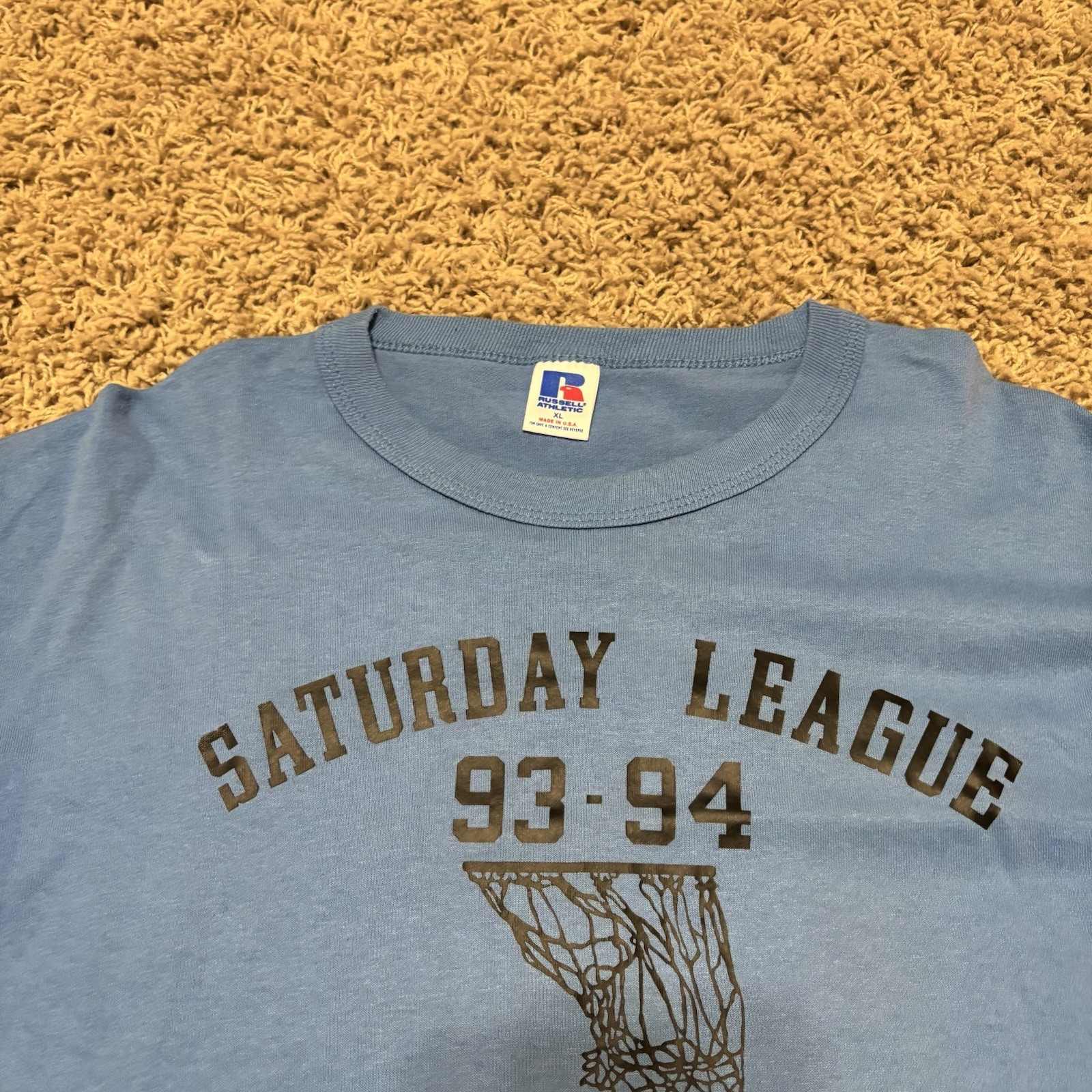 Vtg Russell Athletic XL Single Stitch Shirt USA Made 1993-94 Saturday Basketball gallery