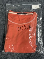 Bugatchi Shirt Mens Large Orange Contrast Stitch Crewneck Short Sleeve Tee Top