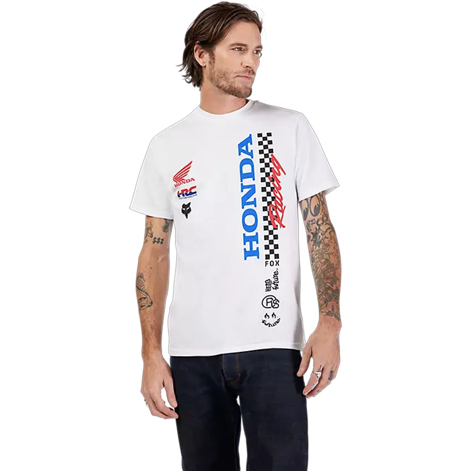 Fox Racing Optic White Honda Tee Shirt Lightweight Comfortable Fine-Knit Fabric gallery