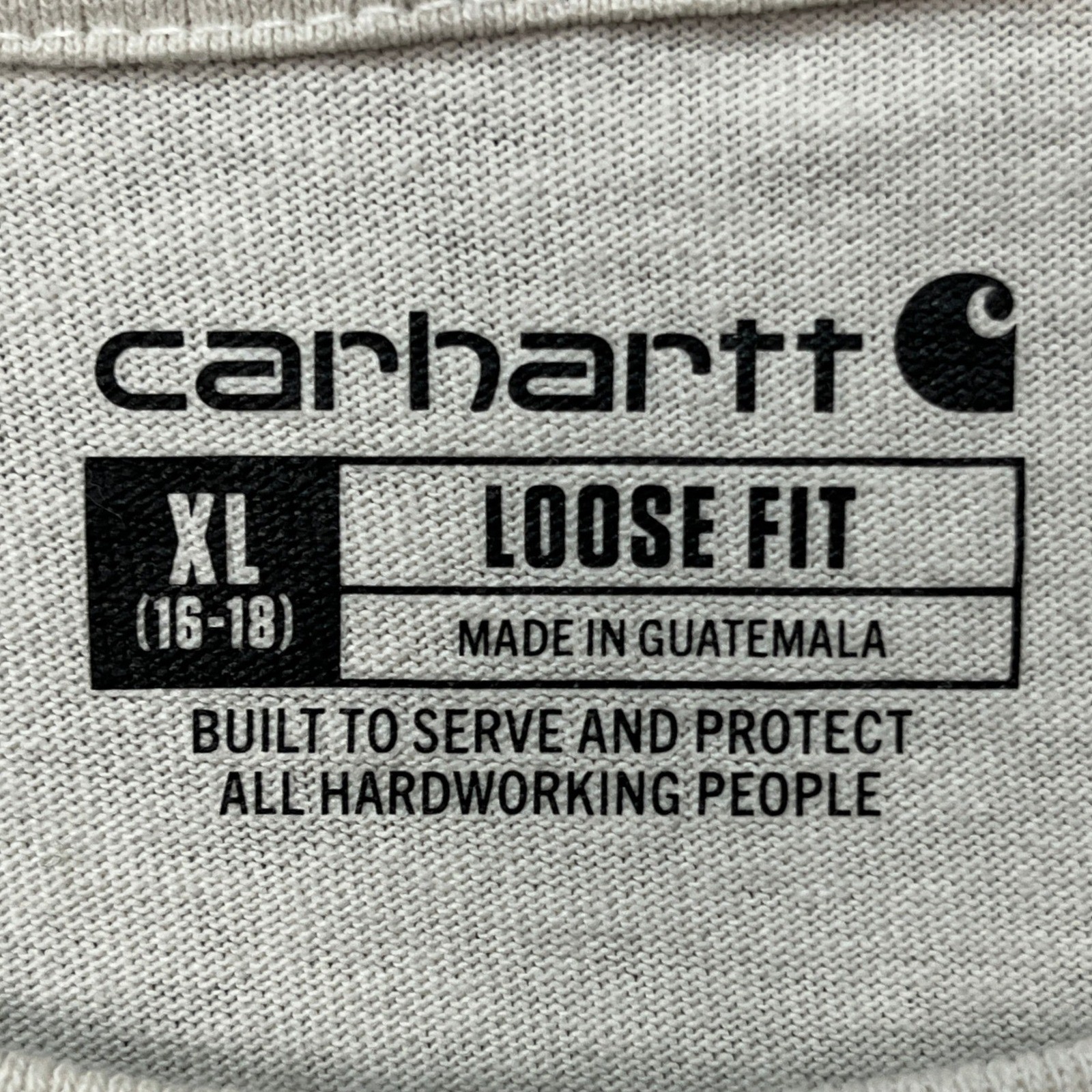 Carhartt T-Shirt Men XL Cream Long Sleeve Loose Fit Graphic Sleeve Crew Neck EUC gallery