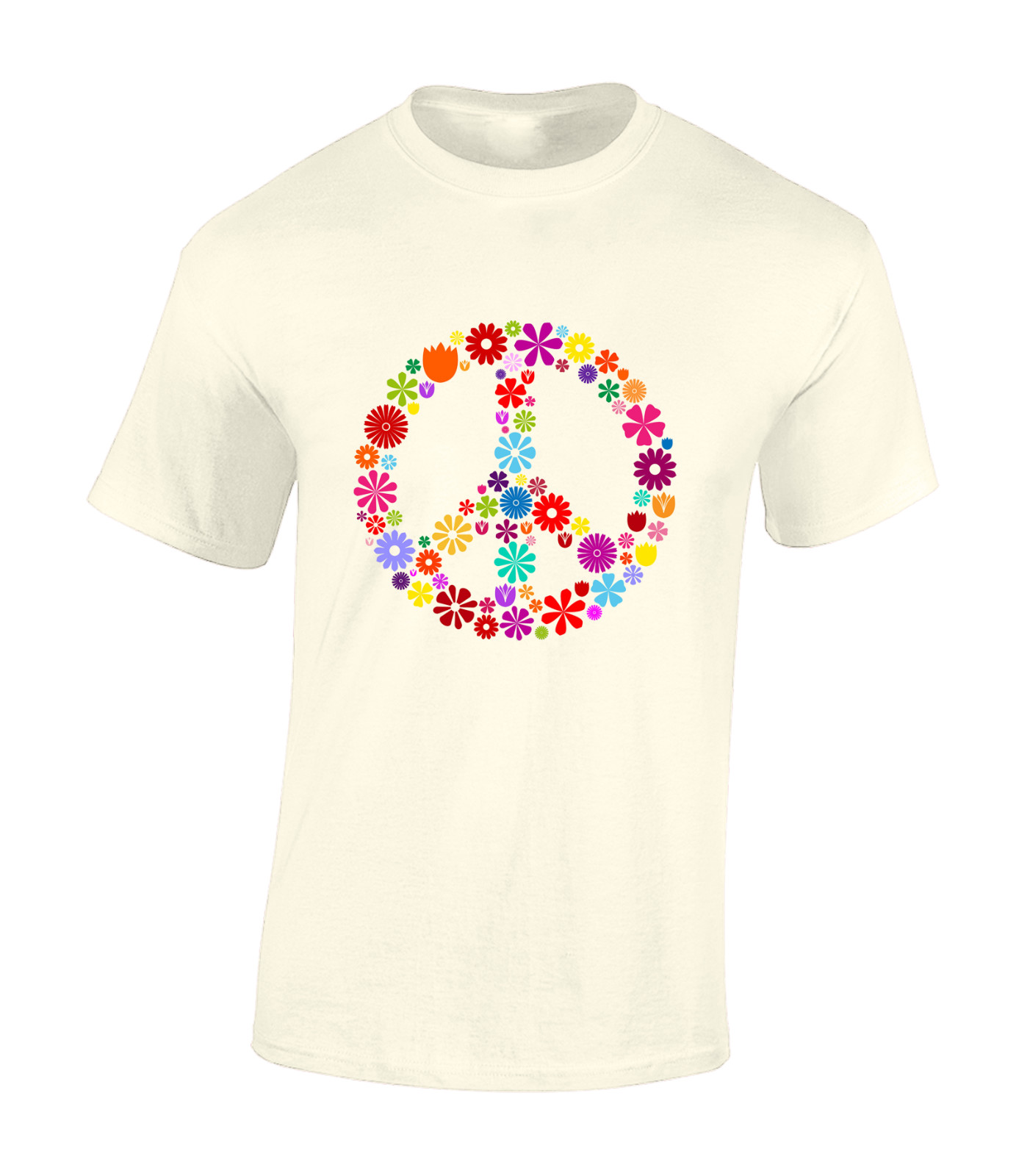 FLOWERS PEACE SIGN MENS T SHIRT RETRO SUMMER OF LOVE 80'S 90'S CLASSIC PRIDE gallery