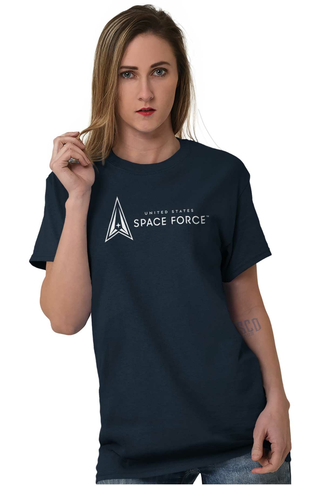 Military United States Space Force USSF Logo Womens or Mens Crewneck T Shirt Tee gallery