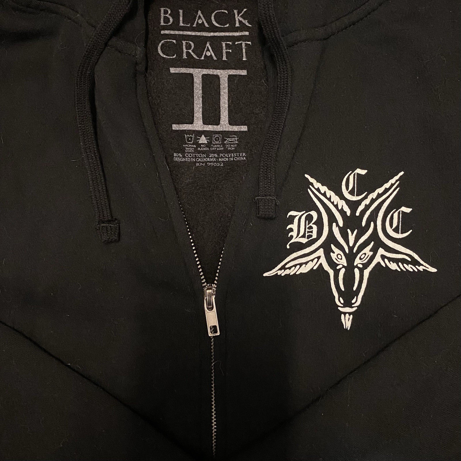 BlackCraft Cult Stay Lit Zip Hoodie Size M Black Goth Occult Streetwear Anime gallery