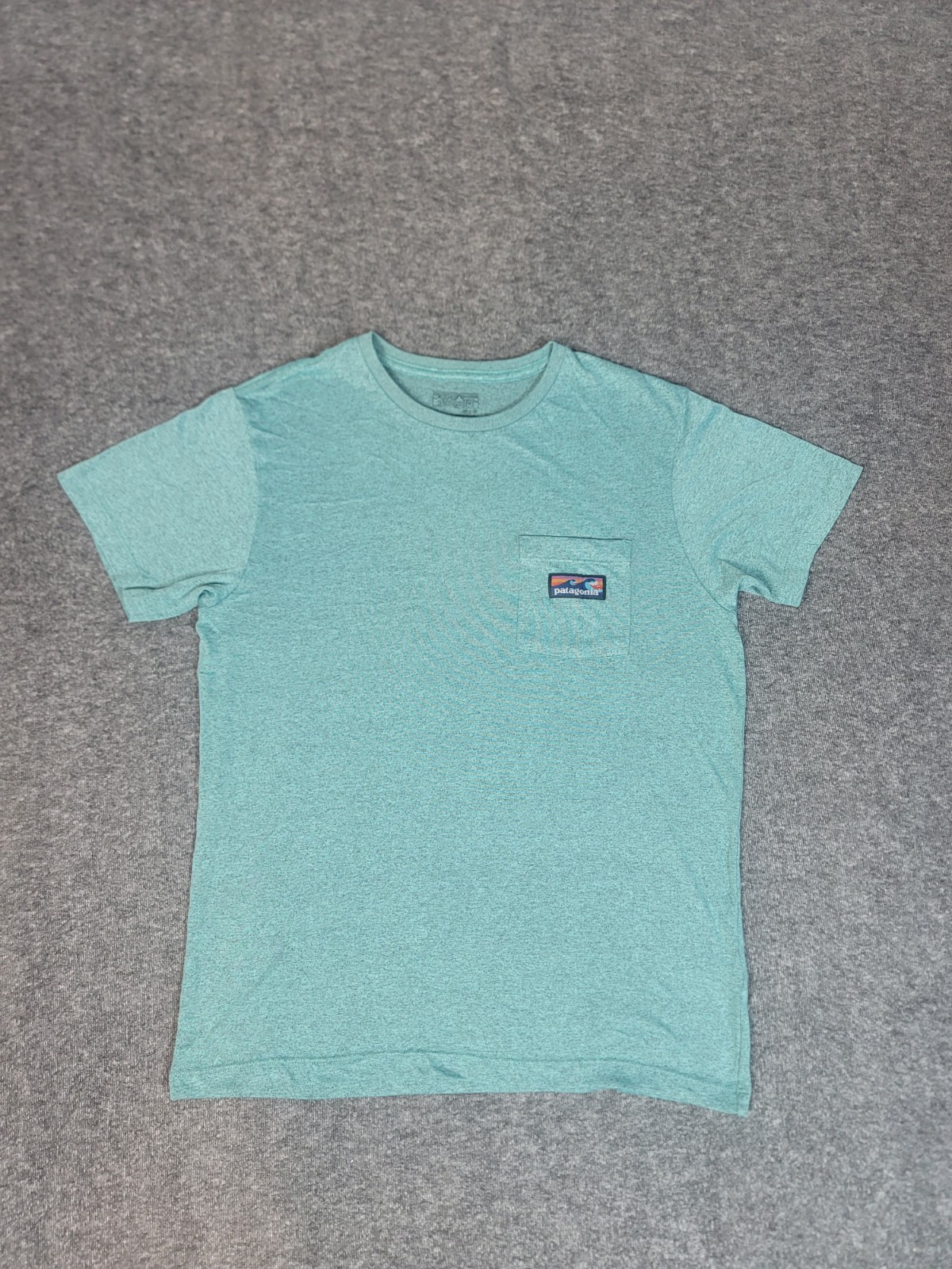 Patagonia P6 Logo Pocket T Shirt Mens M Teal Responsibili Tee Recycled gallery