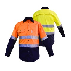 Men’s Construction Work Shirts,Orange Safety Shirt Class 3 High Visibility Sh…