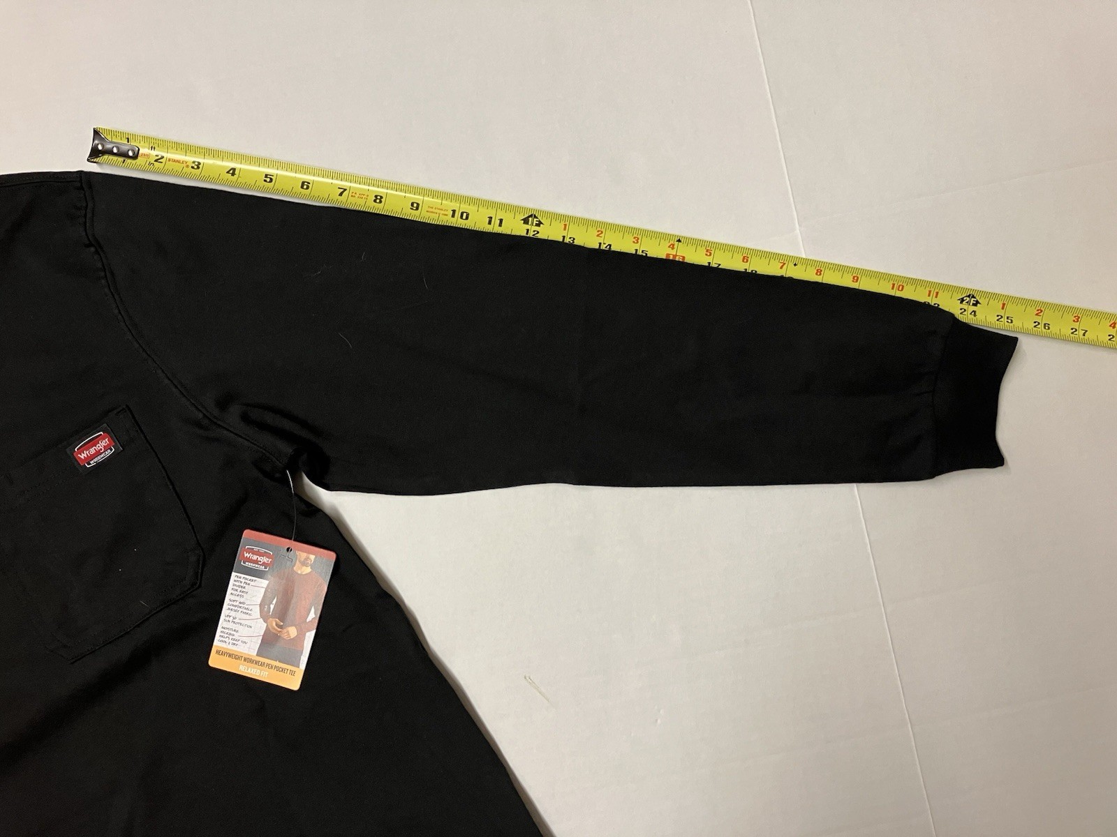Wrangler Workwear Mens Long Sleeve Heavyweight Pocket Black T-Shirt Size L Large gallery