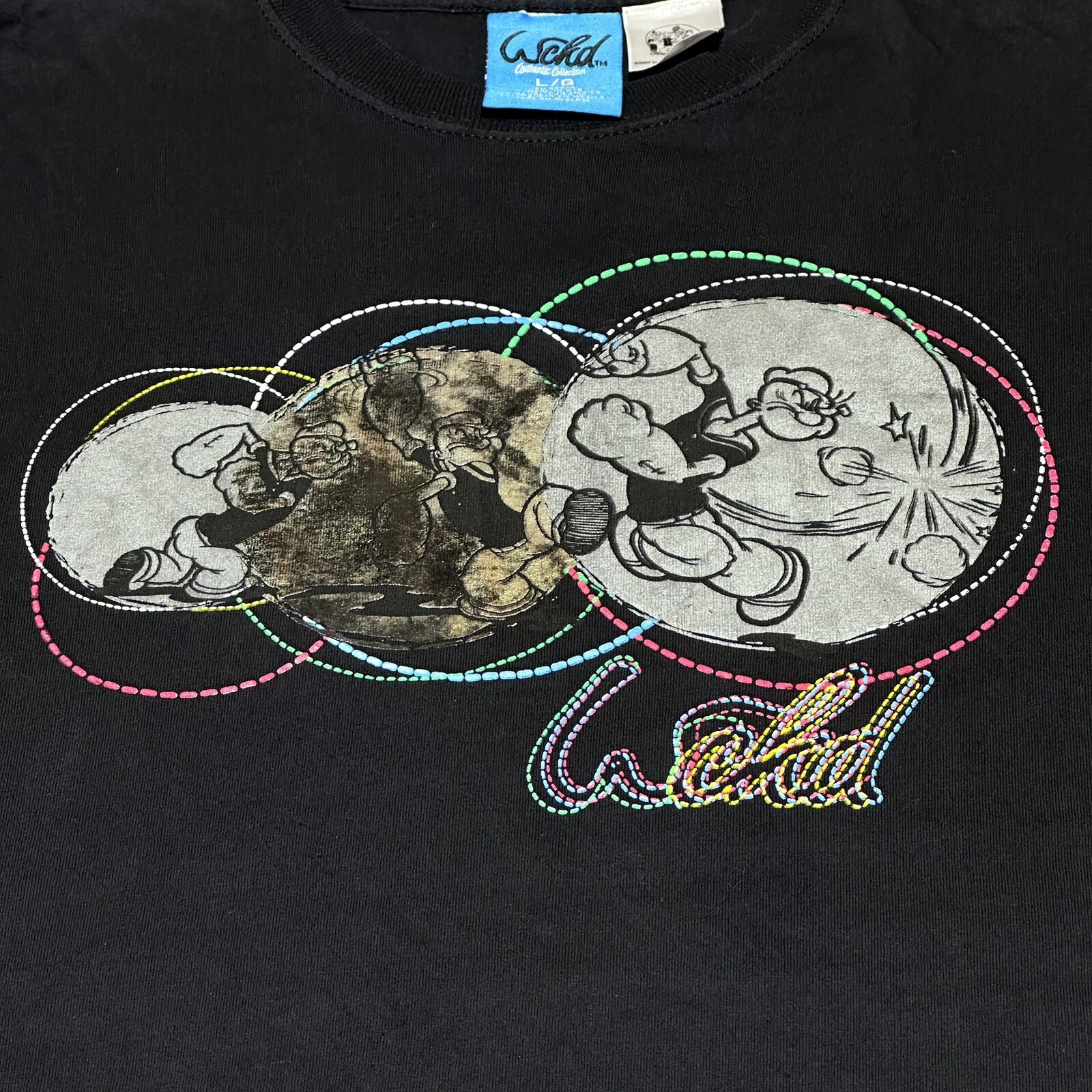 2007 Wckd Popeye the Sailor Punching Classic Cartoon T-Shirt Size Large gallery