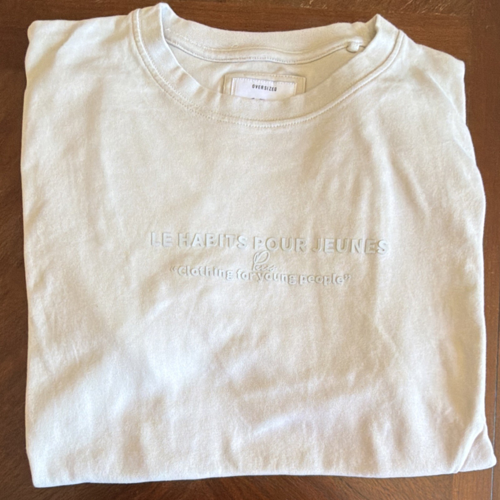 CM Ricky Singh Beige Logo Embroidered Jersey Men’s T-Shirt M Oversized Crew Neck
