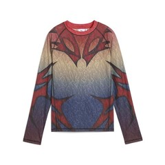 PUMA X Aries Graphics Crew Neck Long Sleeve T-Shirt Mens Beige, Blue, Red Casua