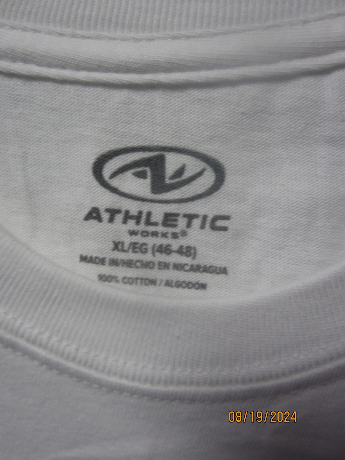 Athletic Works Men's White Cotton T-Shirt Size XL (46-48) LOT OF 2! gallery