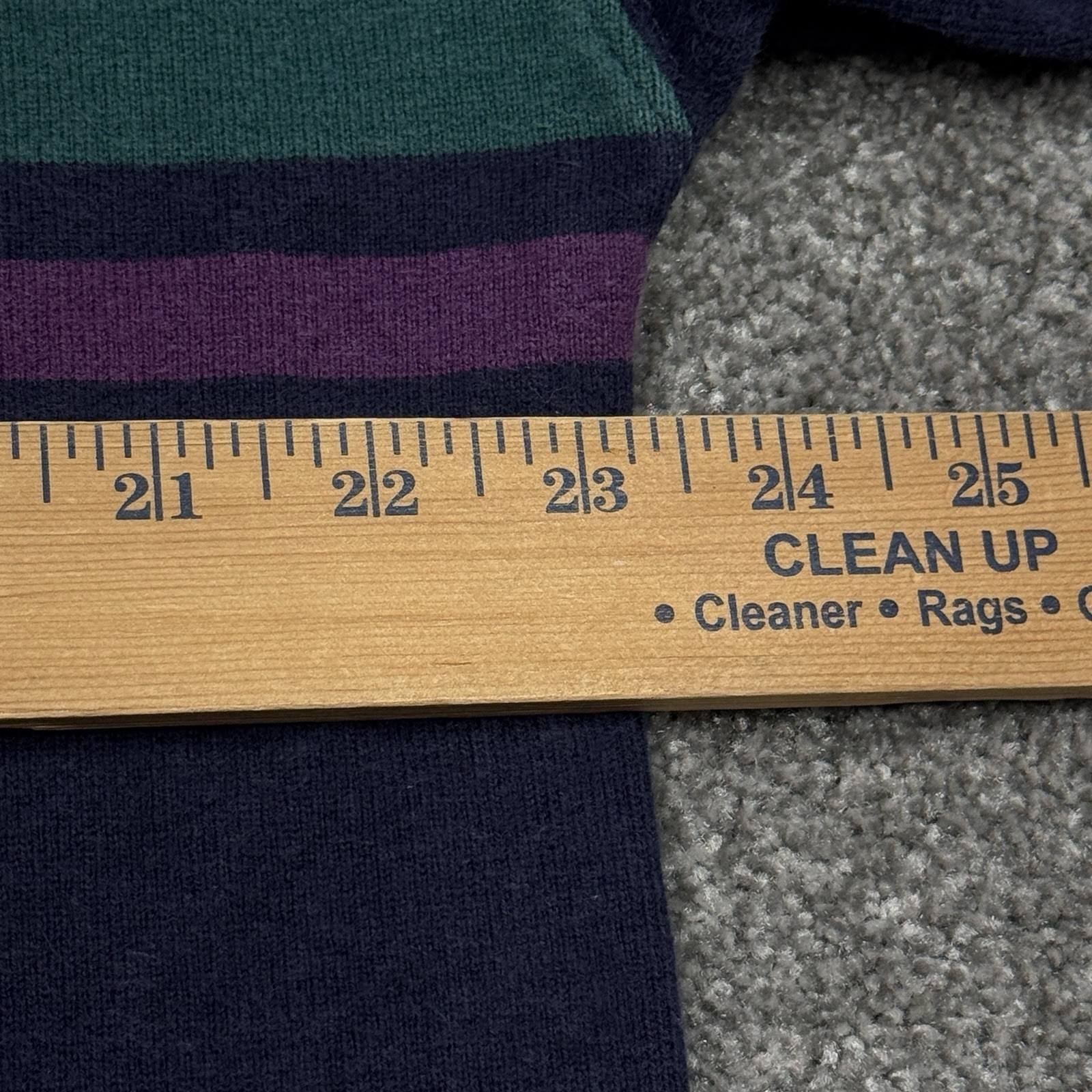 Vintage LL Bean Shirt Men Large Blue Outdoor Hike 80s 90s Striped Mock Neck USA gallery
