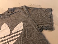 Adidas Performance Tee Mens Medium Gray Short Sleeve T-Shirt White Logo