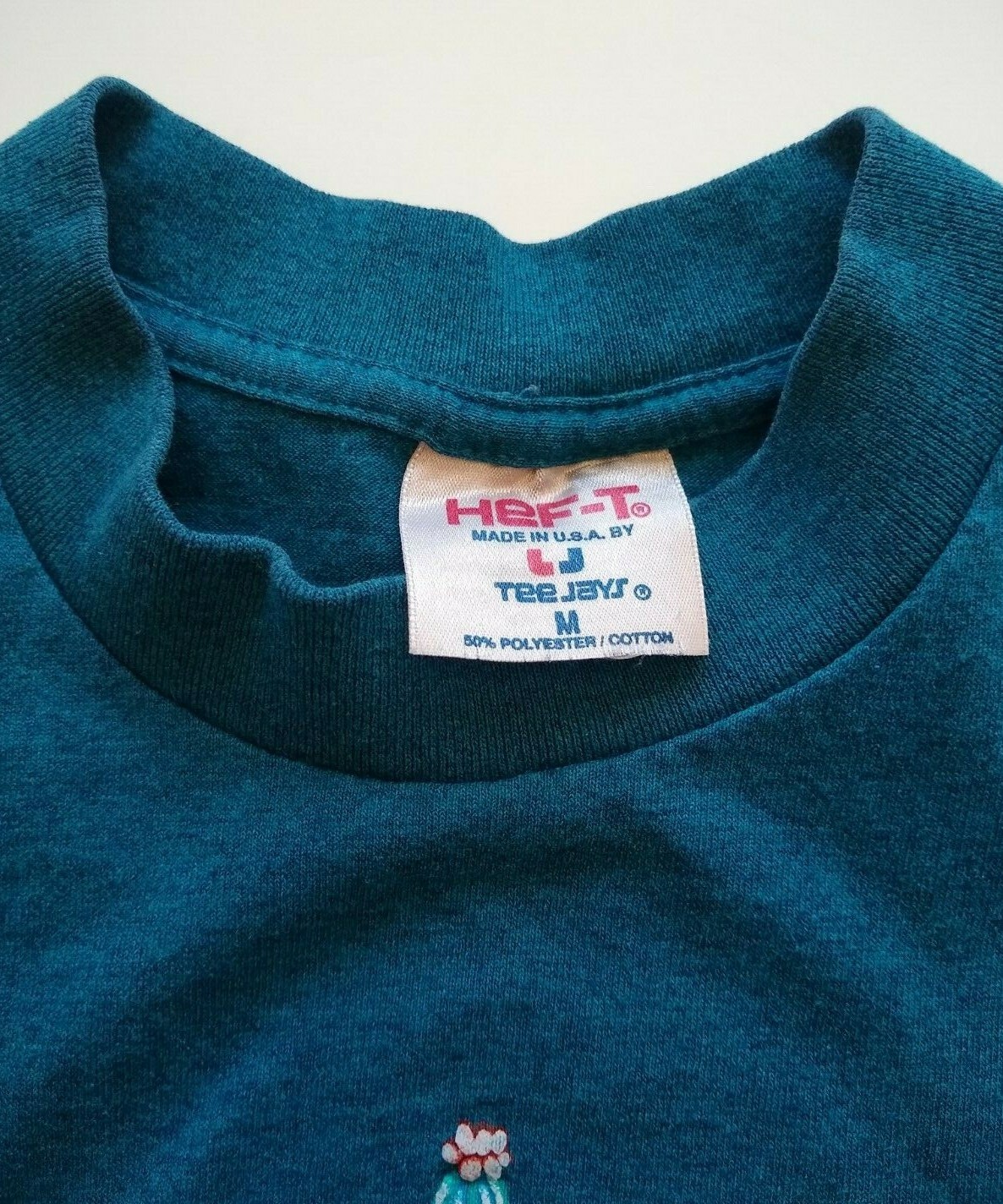 Vintage Nathan Richards 1992 TeeJays T Shirt Blue-Green Size M SEE MEASUREMENTS gallery