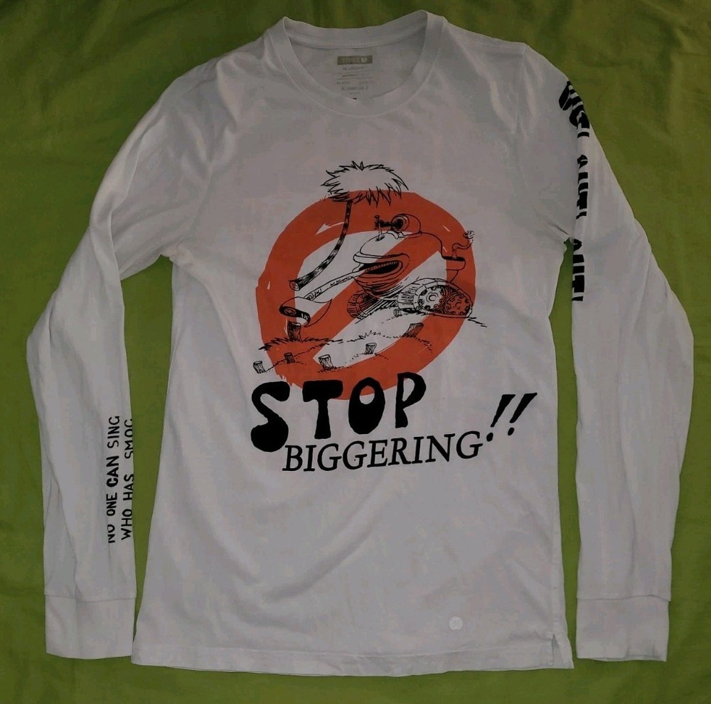 Dr. Seuss Stop Biggering Long Sleeve SMALL Shirt Lorax Grinch Cat In The Hat