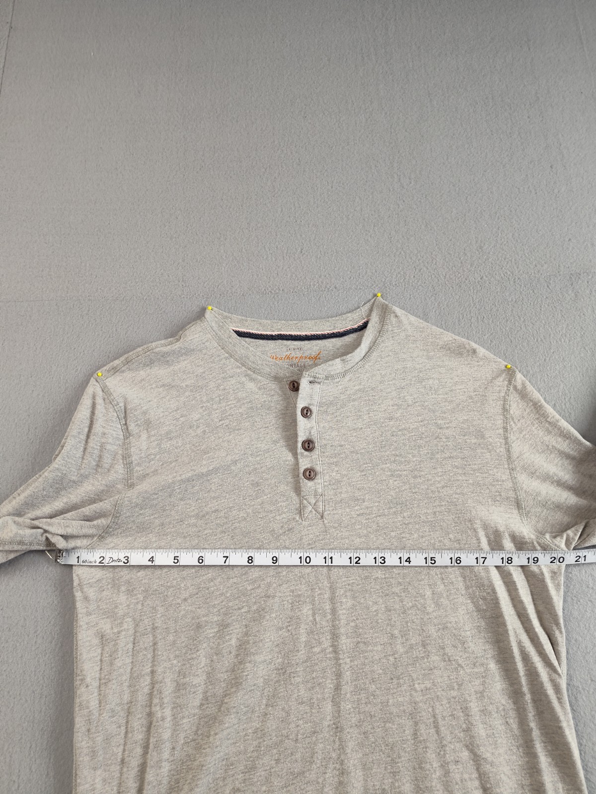 Weatherproof Men Shirt M Gray Henley Neck Long Sleeve Flat Front Pullover Tee gallery